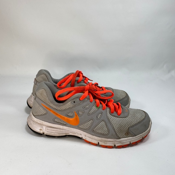 Nike Revolution 2 Women's Athletic Running Shoes Gray Orange 554900-007 Size 7 - Picture 2 of 9